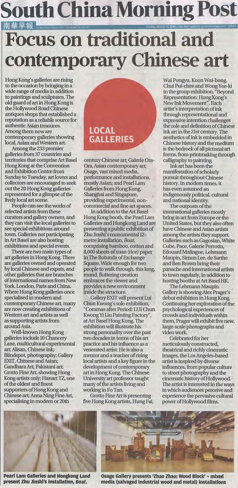 South China Morning Post Focus On Traditional And Contemporary Chinese Art Pearl Lam Galleries